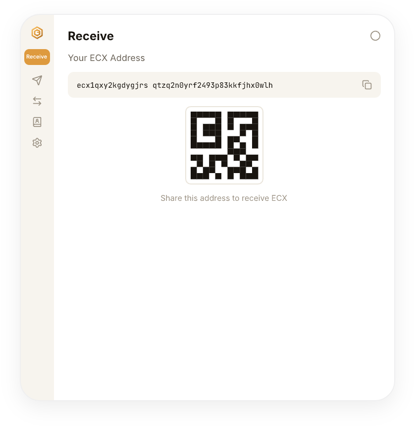 Receive ECX address screen preview