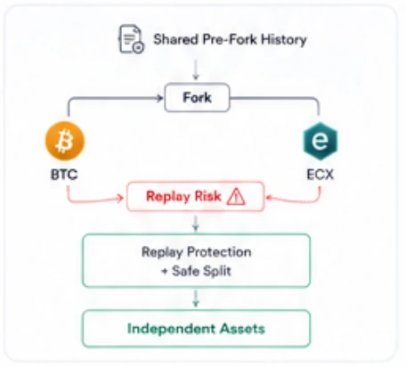 Replay protection and safe coin splitting after a Bitcoin hard fork